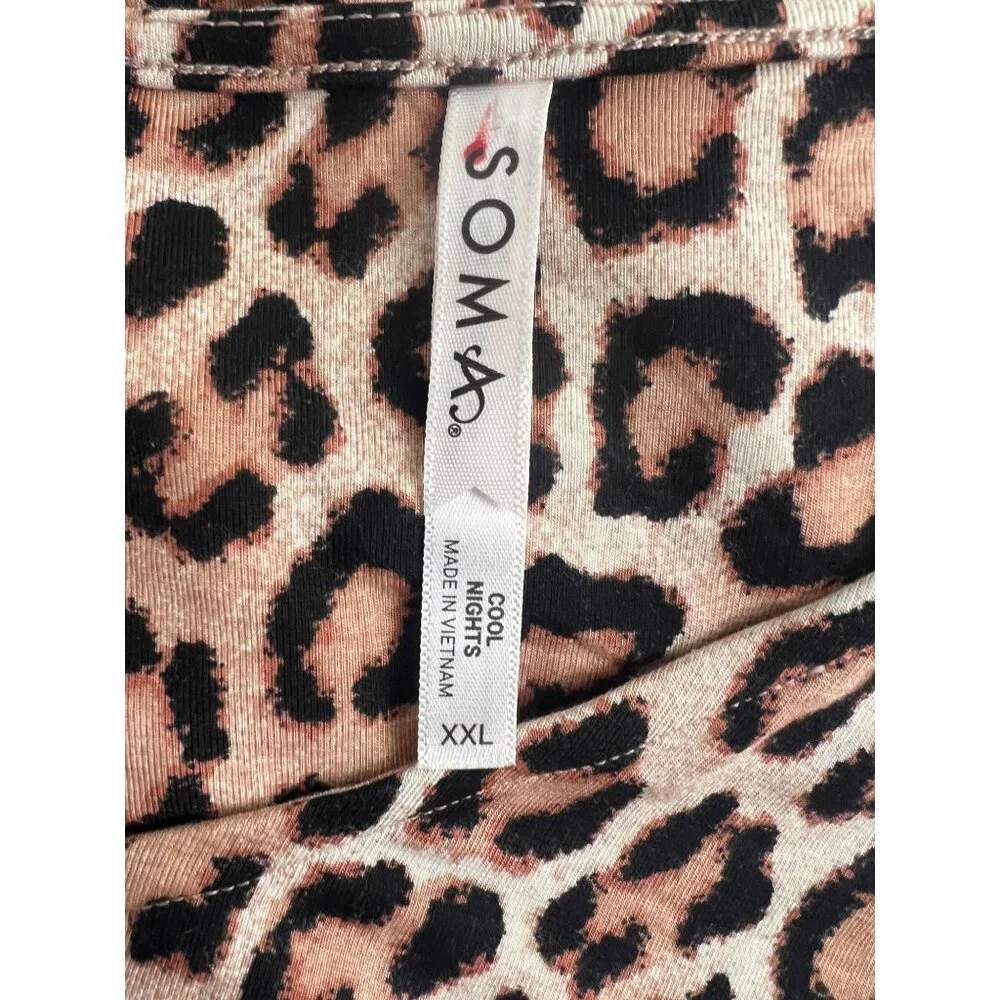 Soma Cool Nights NWT Leopard Print Sleep Shirt XXL V-Neck Pocket Nightgown - Picture 3 of 9